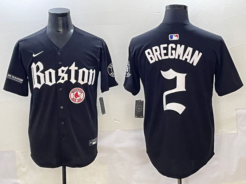 Men 2025 Boston Red Sox #2 Bregman Black Five generations Joint Name Nike MLB Jersey style 24